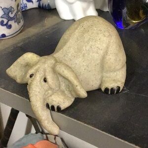 Stone Elephant Figurine - Cream